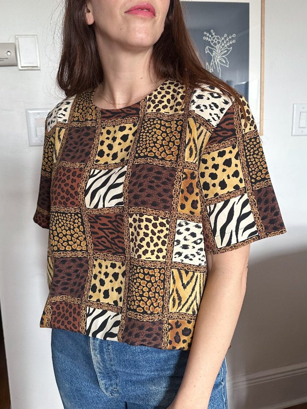 Vintage 90's Notations Animal Print Blouse